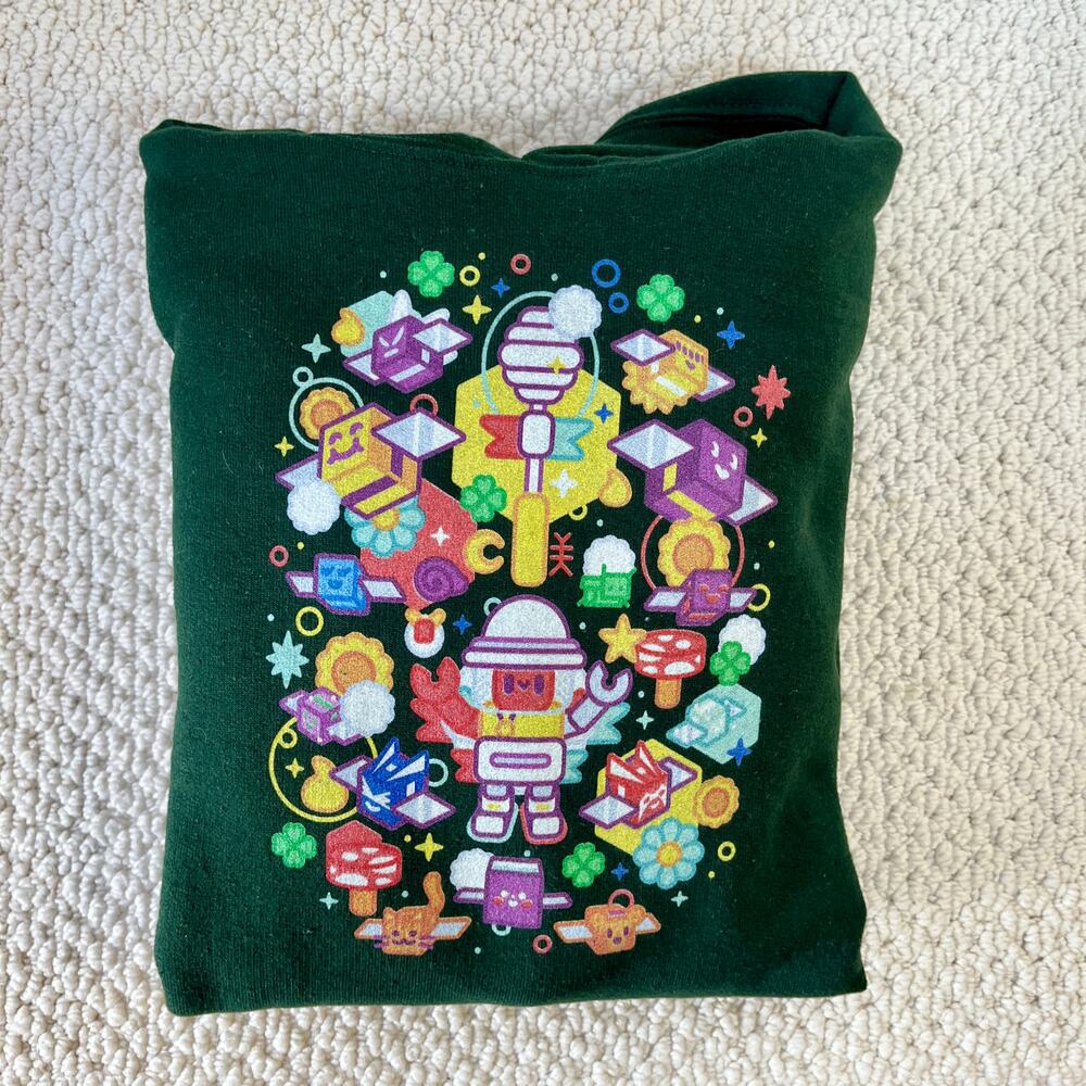 Bee Swarm Roblox Beekeeper Hoodie Kids Large 14-16 Forest Green 50/50 Heavy EUC